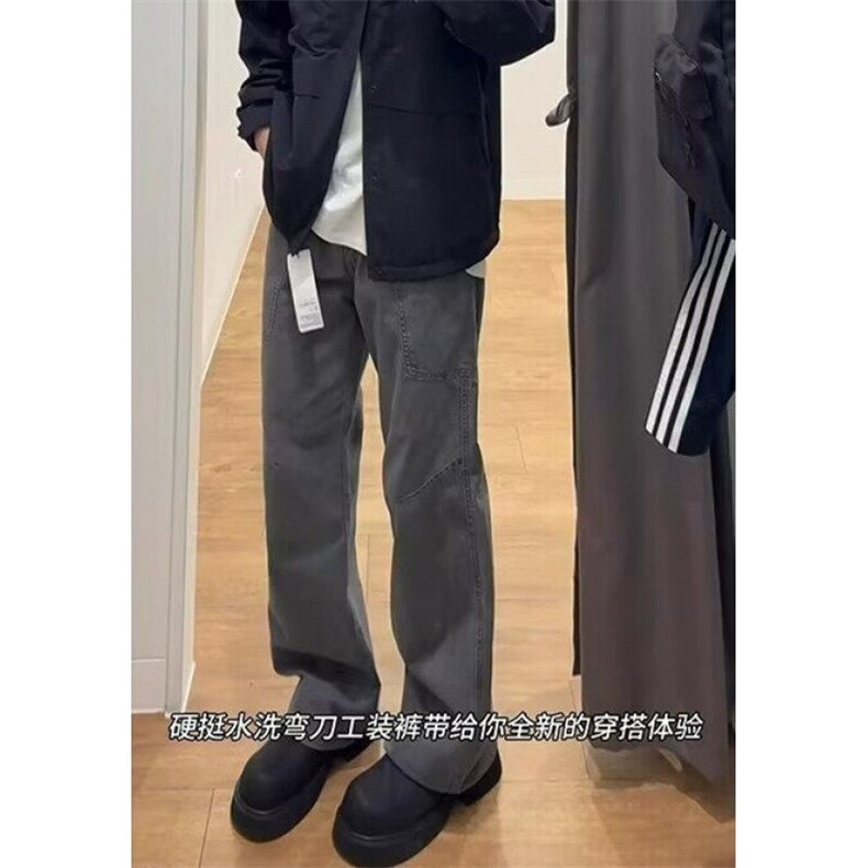 复古美拉德水洗多口袋拼接工装裤男直筒宽松阔腿休闲长裤KD807,男装工装外套,星座1116A（原606A-3）