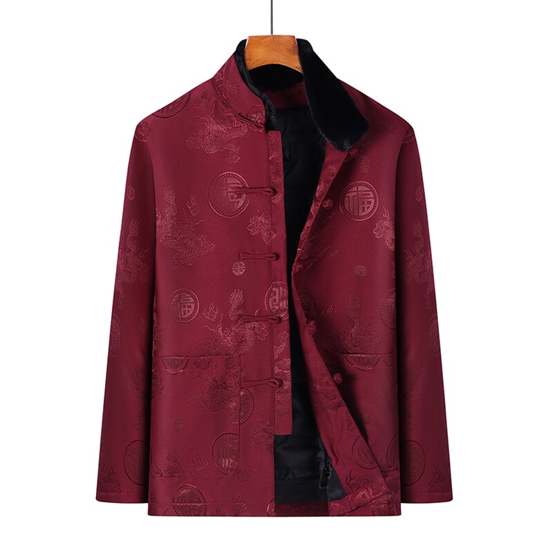 男士风唐装可脱卸羽绒服90白鸭绒中老年冬羽绒服唐装外套,男装羽绒服,钱塘723