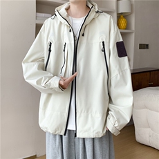 秋季新款港风美式高街高质量连帽防水冲锋衣外套男女JK1268-P58，女装短外套，星座313A(原308A-2)