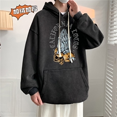 新款秋冬港风宽松连帽套头卫衣X5666-常规P70控88-加绒P80控98，男装卫衣，电商A061-1