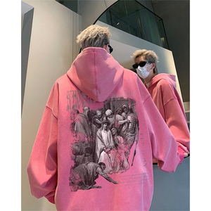 男装加厚卫衣男 美式复古宽松连帽卫衣外套 XZ514-2-Z2221-P70图片
