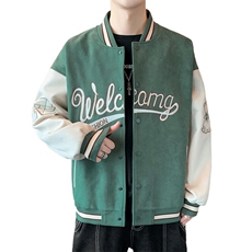 麂皮绒棒球服男士春秋飞行员夹克ins刺绣美式外套男上衣JK037-P93，男装夹克，星座308B-2