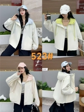 2025时尚百搭拼色连帽外套，女装短外套，湘姗