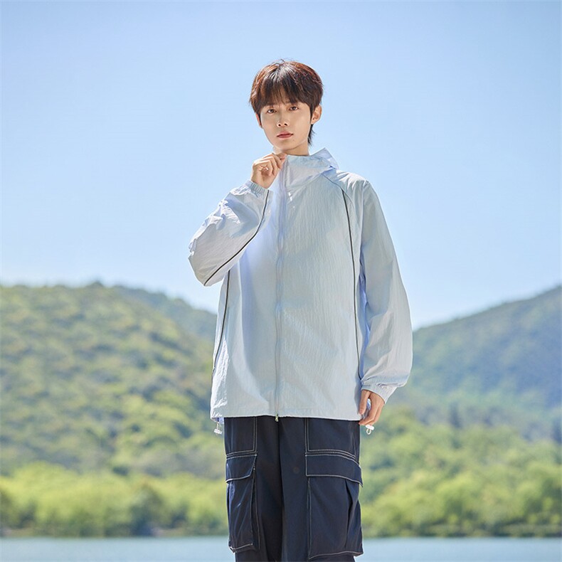 UPF50+有报告凉感轻薄透气宽松大码潮流防晒服DQC657-P48，男装防晒衣，电商B306