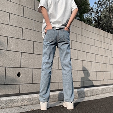 现货夏季大破洞九分牛仔裤修身浅蓝色乞丐裤子男K067-P35控58，男装牛仔裤，星座205