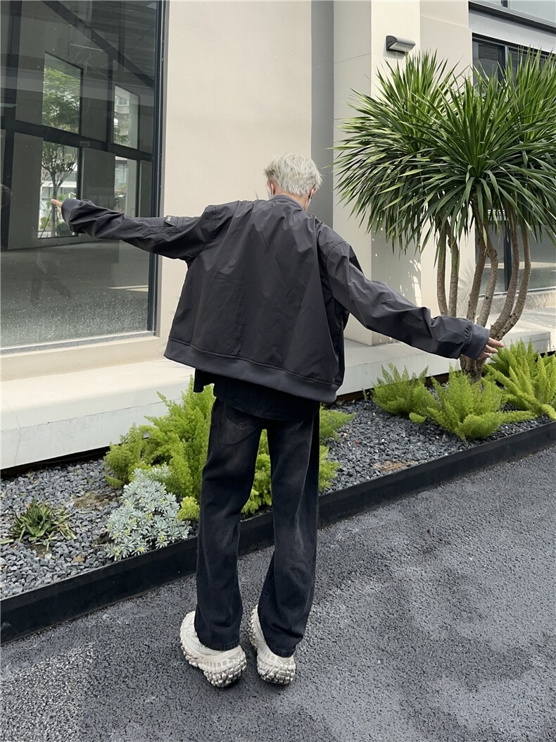 自家图，博主风cleanfit外套男短款撞色美式飞行员夹克JK2407-P95,男装牛仔裤,星座1007（原301D）