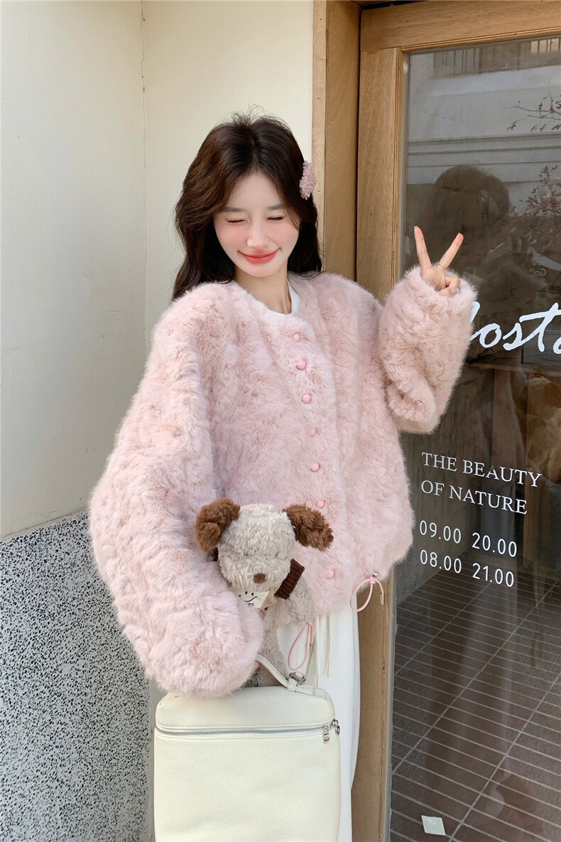 现货莫斯粉羊羔毛外套2C117-1827P175K268,女装短外套,2C117