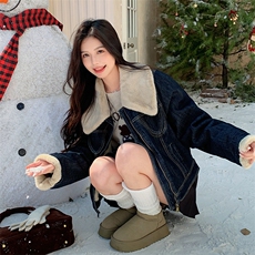 新款现货主推内里仿水貂牛仔派克服9915-P195-K288，女装短外套，2C129