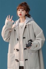 1中性牛角扣加棉呢可拆卸帽大码M-5XL大衣外套女FY8716P138控188，女装短外套，星座226-2