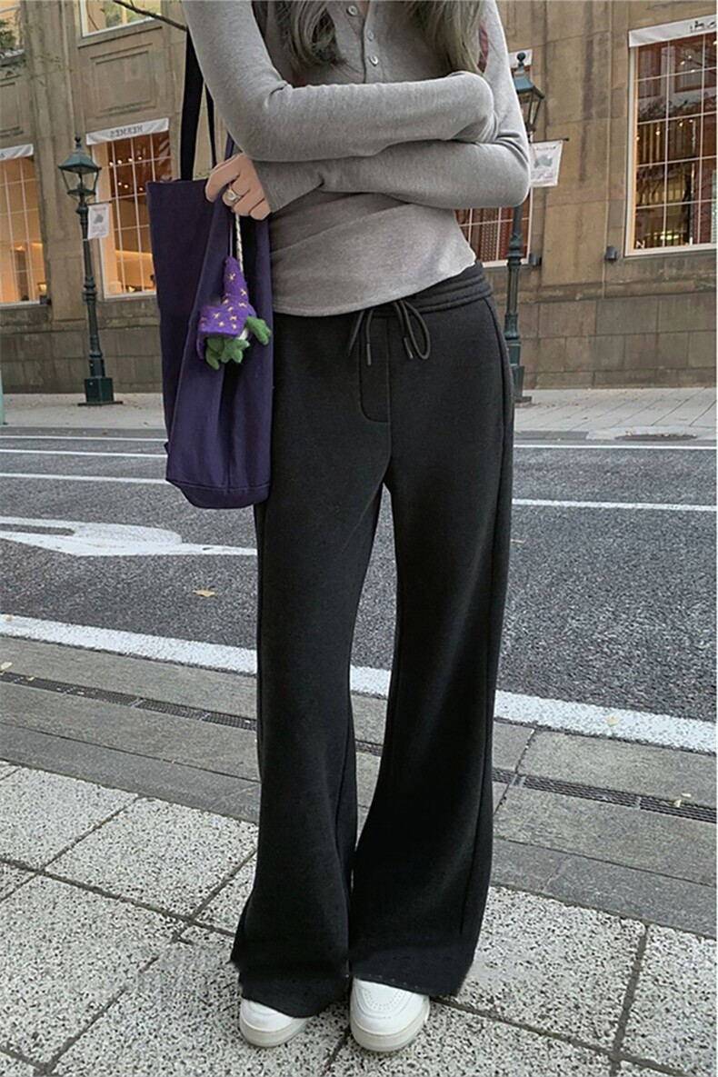 加绒微喇裤480g秋冬季显瘦黑色高腰喇叭裤休闲裤微喇长裤女,女装休闲裤,云美莎专业女裤-全店现货