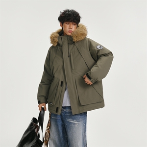 CC929-P130 冬季工装棉衣毛领连帽棉服中性情侣户外防风外套大码图片