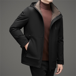 冬季男士白鸭绒羽绒服加绒保暖商务品质可脱卸帽外套休闲简约男装图片