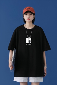 T2282P25中性女模2023夏新款纯色T恤纯棉宽松五色可选男女情侣T恤图片