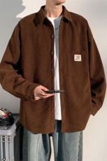 衬衫男2025春季灯芯绒新款港风宽松大码长袖衬衣CS025-P38，男装衬衫，星座214-3