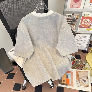 抖音得物高品质版本二开240克宽松纯棉美式高街痞帅假两件短袖T恤图片