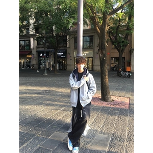 抖音得物高品质二开 26春装美式重磅宽松结构双面连帽卫衣外套W68图片
