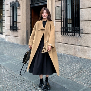 羊绒大衣女新款2025秋宽松超好看温柔韩系复古减龄气质双面呢外套图片