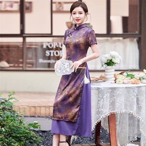 重磅香云纱真丝连衣裙2024新款高端大牌妈妈气质桑蚕丝大码短袖裙图片