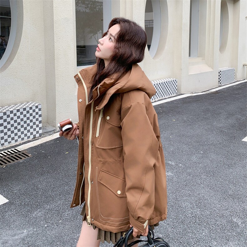 韩系工装派克羽绒服女2025冬季新款高端洋气休闲保暖90白鸭绒外套,女装羽绒服,玖莱伊