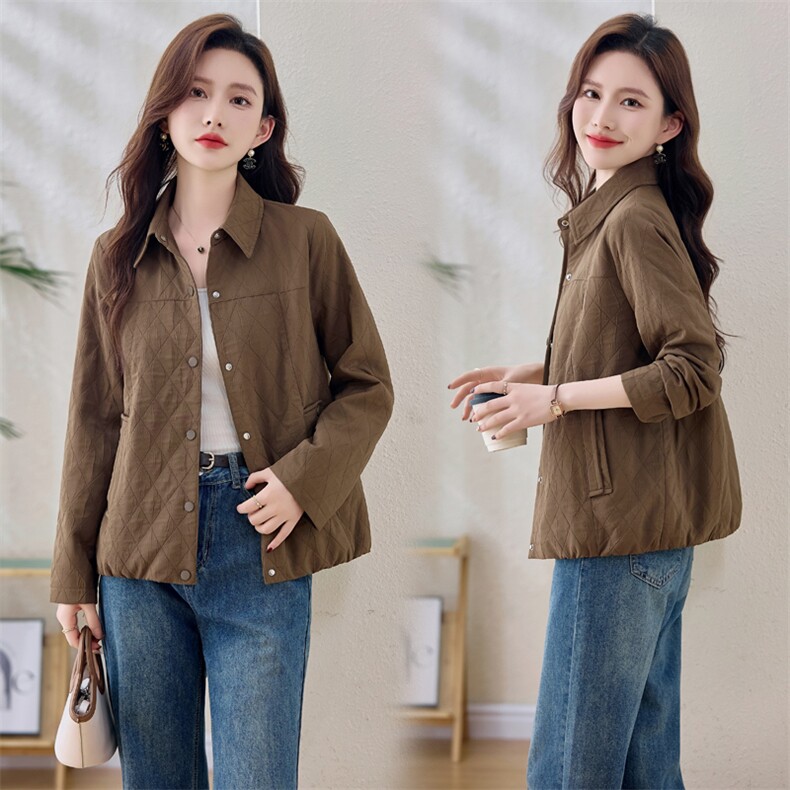 菱格宽松短款外套女2025新款春秋时尚洋气四八月妈妈休闲夹克上衣，女装短外套，妃曼