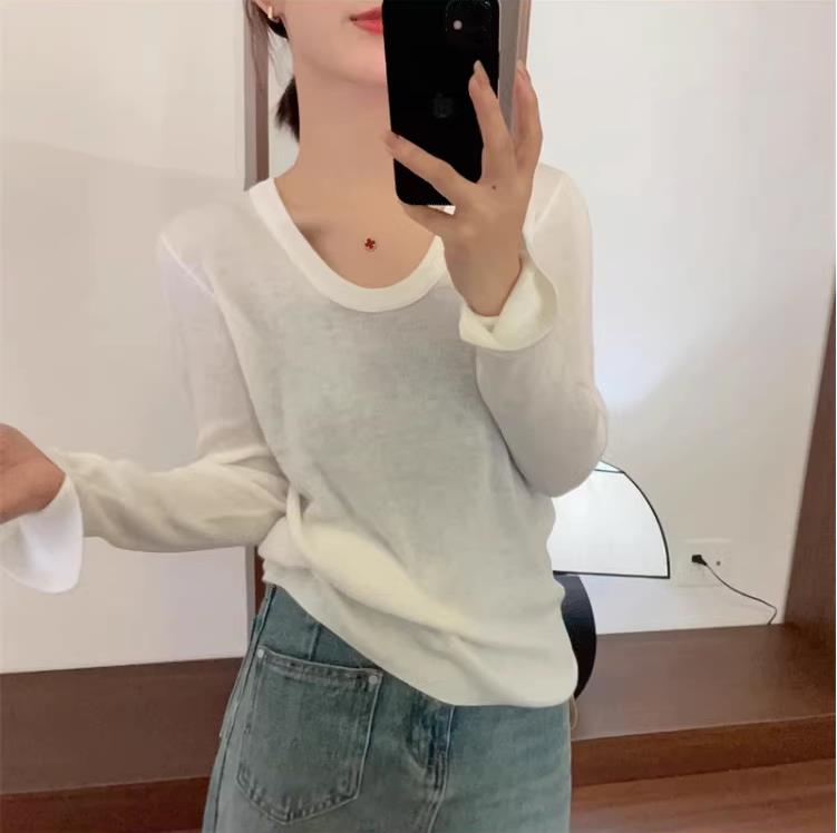 秋冬圆领女针织打底衫修身纯色长袖内搭时尚毛衣,针织衫/毛衣,恩泰羊绒