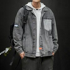 控价128男士牛仔外套2021春秋新款青少年休闲时尚夹克DS944TP65，男装夹克，电商A102