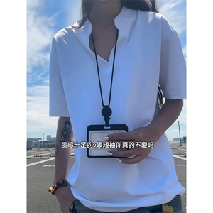 XZ809A/FFF01/P45/控58 抖音品质索罗那情侣V领T恤图片