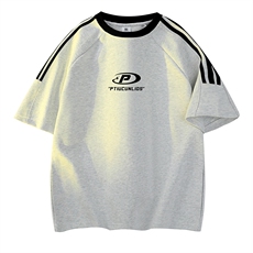 可48小时发货支持抖音得物来样二开重磅美式高街纯棉织带短袖T恤，男装T恤，电商A486