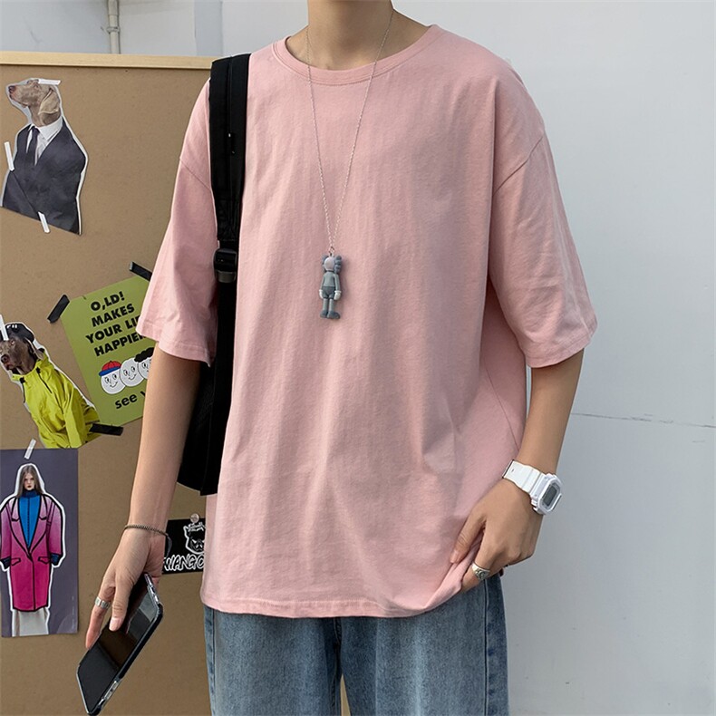 ins韩版夏装纯色短袖t恤男士宽松圆领体恤夏季新款半袖T054-P22,男装T恤,星座512-2