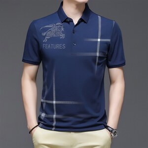 冰丝短袖T恤男纯色翻领Polo2023夏季新品中青年衫宽松潮流男士，男装T恤，电商B212（原钱塘6029）