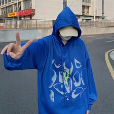 2025秋新款潮流印花连帽宽松休闲套头情侣卫衣B266-WY-220-P50，男装卫衣，星座B257-1