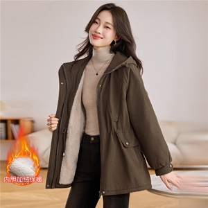 现货！现货！2025冬季新款加绒加厚连帽棉衣棉服女图片