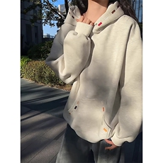 美式重磅彩虹刺绣连帽卫衣男秋冬设计感高级慵懒风外套WLW077-P46，女装短外套，星座1008