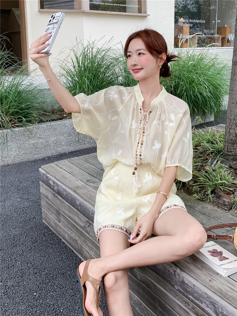 现货主推重工艺刺绣女夏新款休闲减龄穿搭两件套A2601-139-K218,女装套装/套裙,美静678