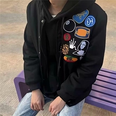 刺绣徽章夹克美式高街刺绣夹克外套男女潮牌秋冬小众棒球服上衣，男装夹克，星座506A