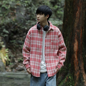 SJ-217-2-JK2416-P65 秋季新款宽松小香风格子夹克外套男图片