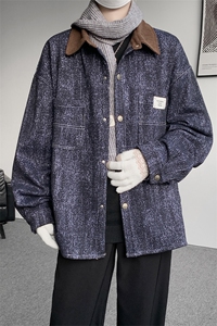 现货JK1165-特P65 撞色秋冬美式宽松上衣休闲夹克大码外套图片