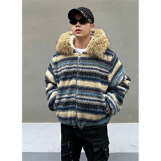 费尔岛毛绒外套冬季慵懒风复古绒感保暖上衣男棉衣MHT280，男装棉衣，星座1116A（原606A-3）