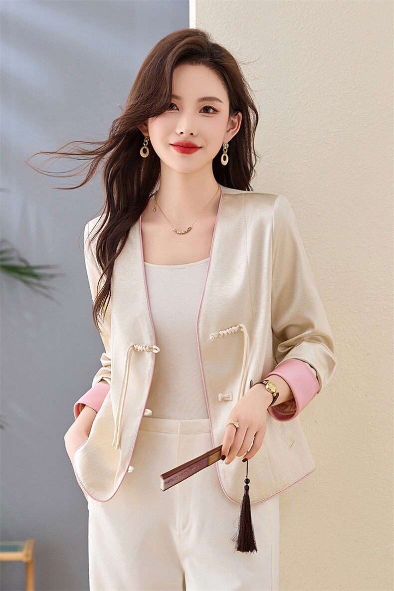 闺舍2025春季新款新中式国风盘扣皮衣女短款小个子高级感气质外套,女装短外套,姿衣坊