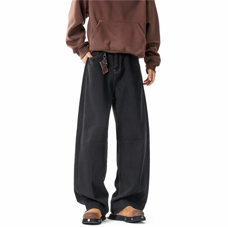 现货美式解构分割水洗做旧牛仔裤显瘦宽松直筒阔腿裤KD328P55，男装牛仔裤，电商D325