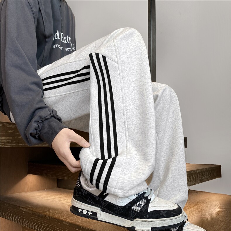 抖音品质秋季新款潮流条纹宽松休闲卫裤B315-K24269-特p40控78，男装休闲裤，电商B315