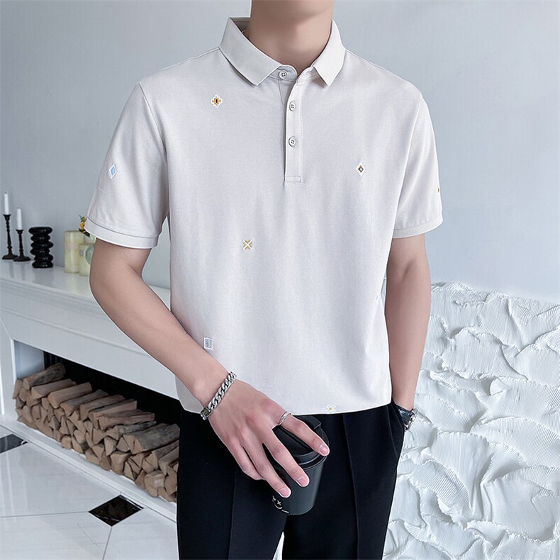 夏季满铺刺绣款POLO短袖男T恤翻领轻熟6290-P55,男装T恤,星座1012-1