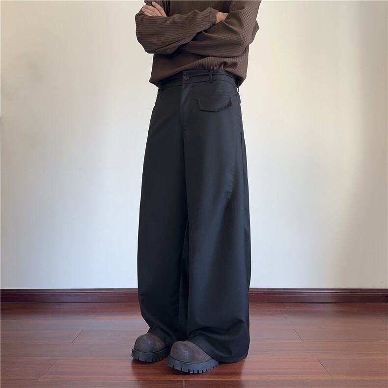 潮流设计感西裤男春秋季2025新款垂坠感拖地直筒裤子宽松休闲长裤,男装休闲裤,电商B315
