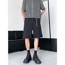 美式复古做旧夏季牛仔短裤男宽松直筒阔腿五分裤坠感中裤S211-p38，男装牛仔裤，星座1008