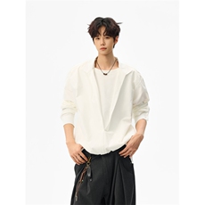 【现货】XZ1218CSN23特价P48美式假两件立领衬衫，男装衬衫，星座1218（原611-3）