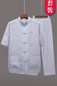787/款！爸爸夏季唐装套装中老年民族服装老人运动套装短袖图片