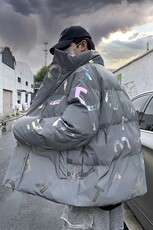 2024新款棉衣男冬季加厚立领炸街反光棉服男外套港风学生棉袄P115，男装棉衣，星座505-3