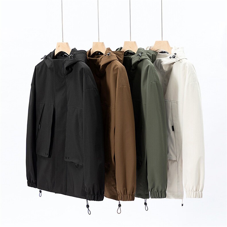 秋季冲锋衣连帽夹克男宽松落肩纯色上衣外套DSA157B-JK729-P70,男装夹克,电商A157B