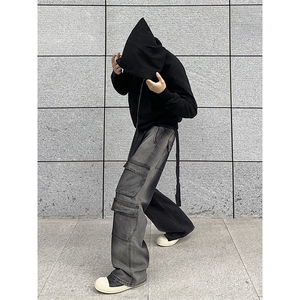 B221 美式ins高街重工艺宽松做旧工装牛仔裤子 LK23143-P80 控108图片