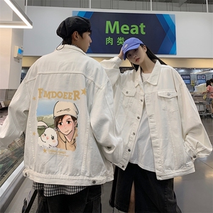 2025秋季港风大码不一样印花情侣牛仔夹克外套男JK557-P6588图片